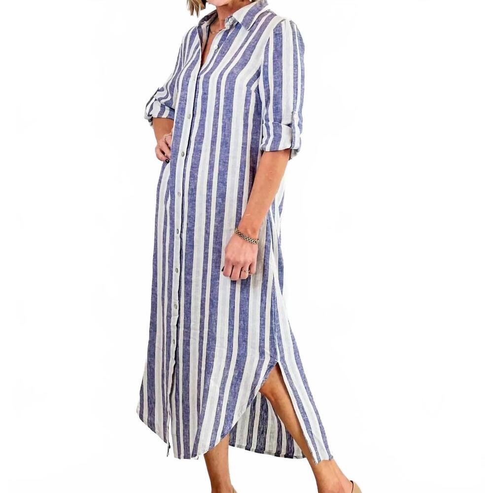 NEW CHARLIE B duster dress in blue stripe